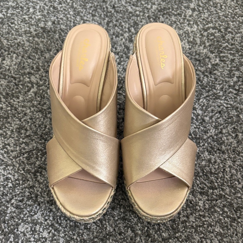Charles David Metallic Wedge Sandals - Picture 2 of 4